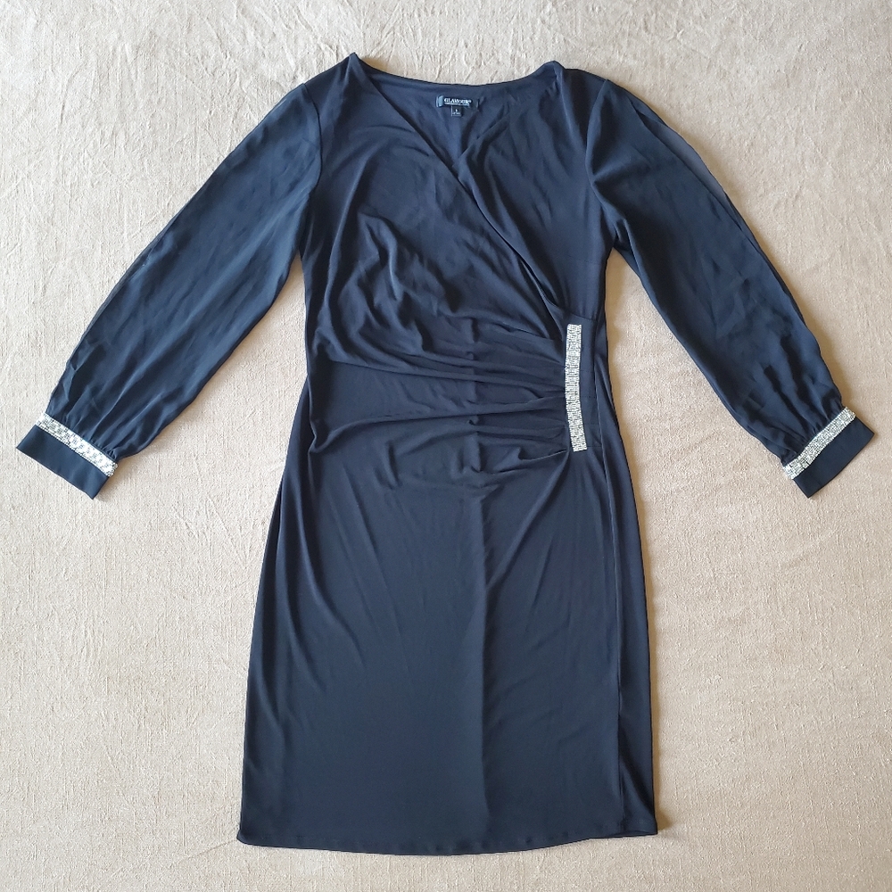 Women's Glamour Black Ruched Sheath Dress Small